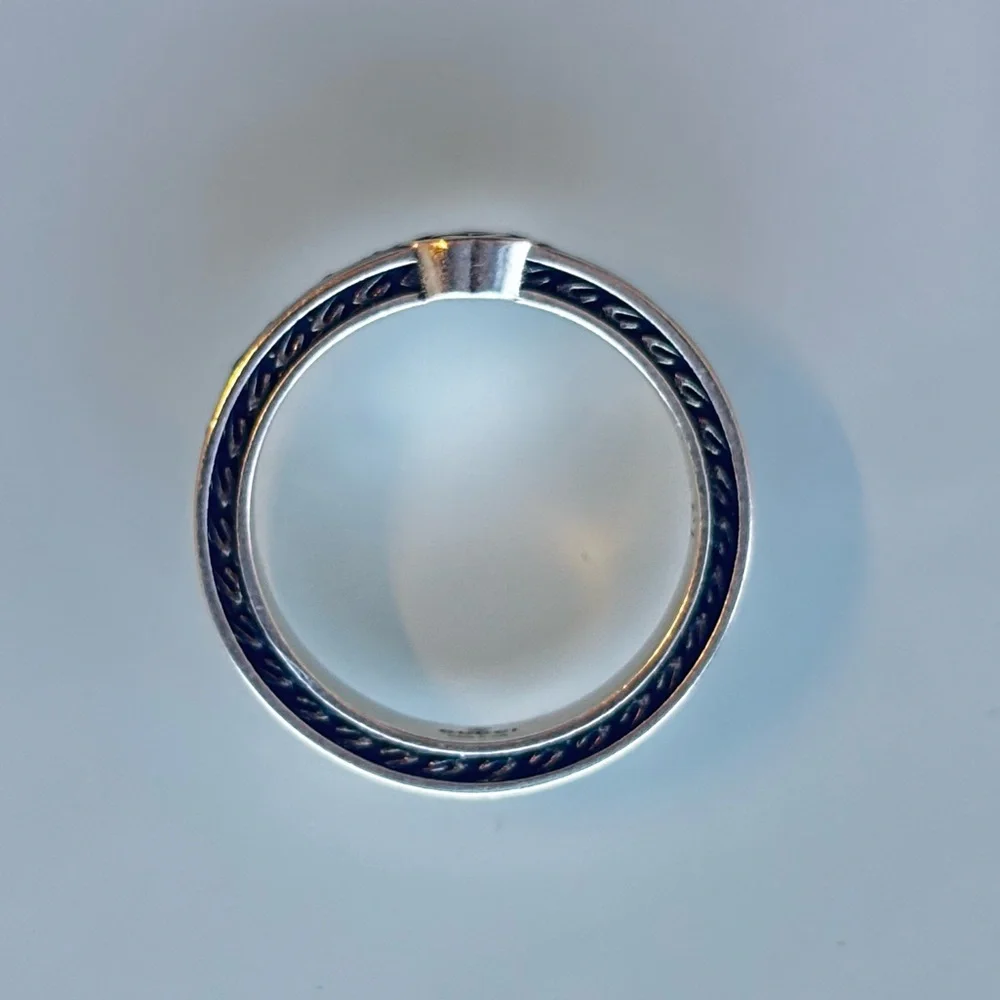 Gucci Interlocking Sterling Silver & Black Enamel Ring 13g - Picture 4 of 7